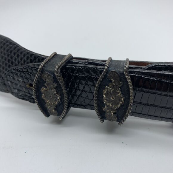 Genuine Lizard Belt | Leather Belts for Men by Bryant Park  Rewards silver Star .925 Sterling Silver, Black Genuine Lizard Belt Men Sz‎ 46